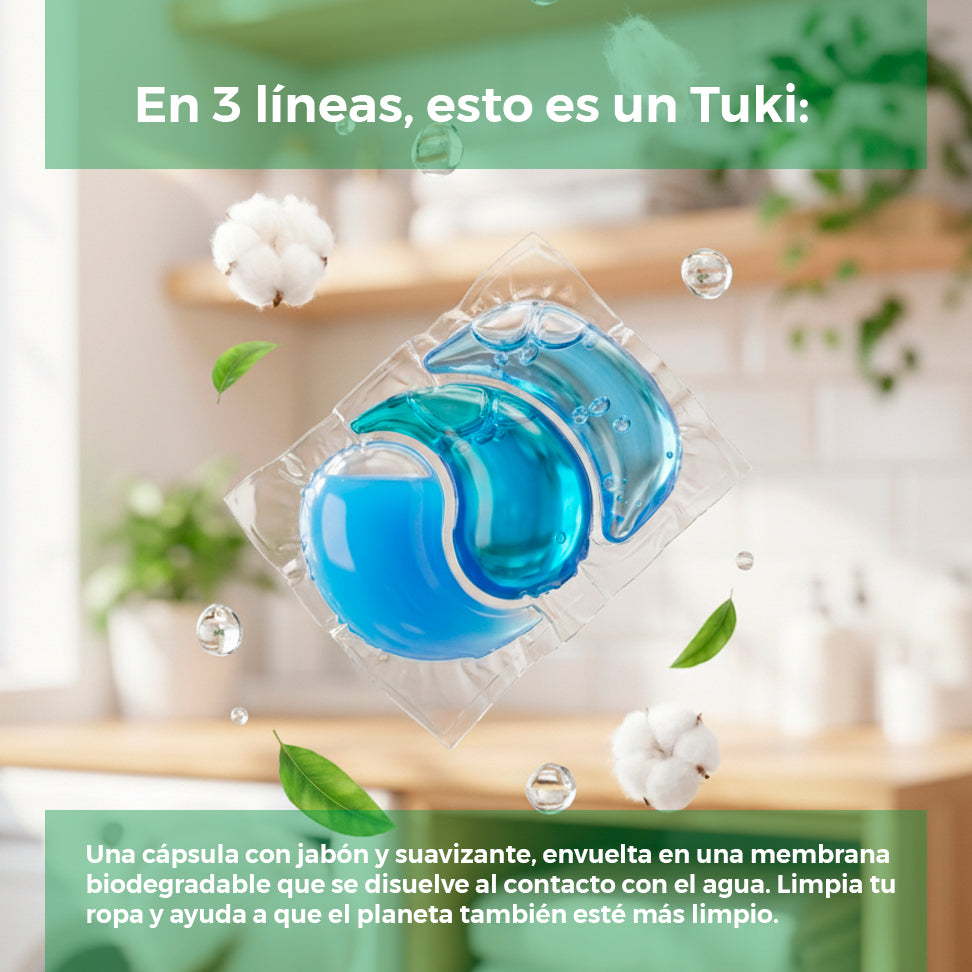 Capsulas Tuki Ecológicas ♻️ 2en1 con Jabón y Suavizante