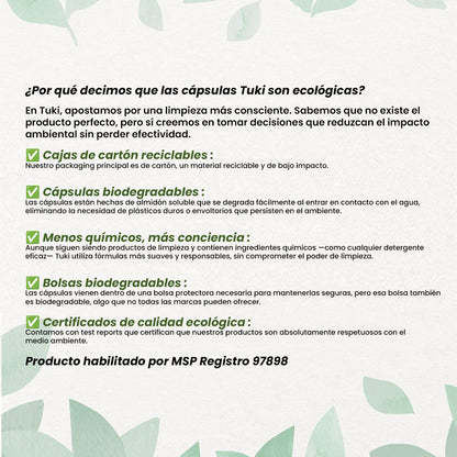 Capsulas Tuki Ecológicas ♻️ 2en1 con Jabón y Suavizante